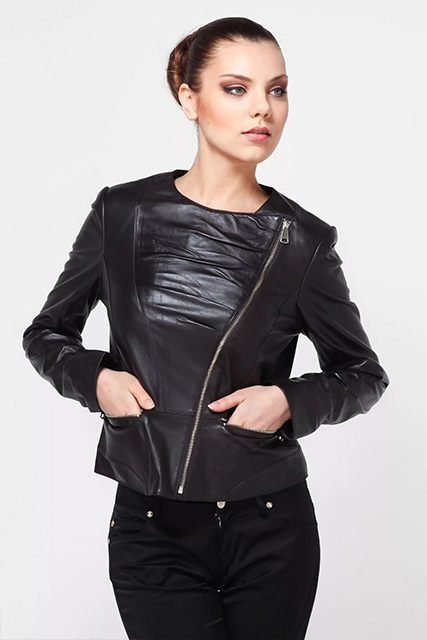 Куртка косуха женская из кожи черная в Курске недорого Дворец кожи и меха Тиффи